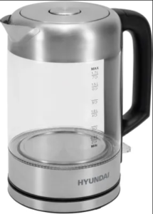 Чайник Hyundai HYK-G6405 2200Вт, черный и серебристый