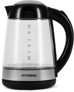 Чайник Hyundai HYK-G3803 1.7л 2200Вт черный серебристый